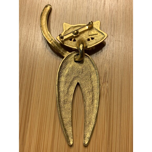Vintage JJ Jonette Big Cat Brooch Two Piece Gold Tone Signed Nice! - Picture 3 of 3